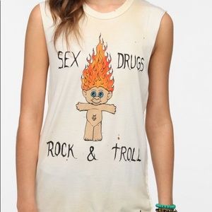 UNIF Sex Drugs Rock and Troll Distressed Tank
